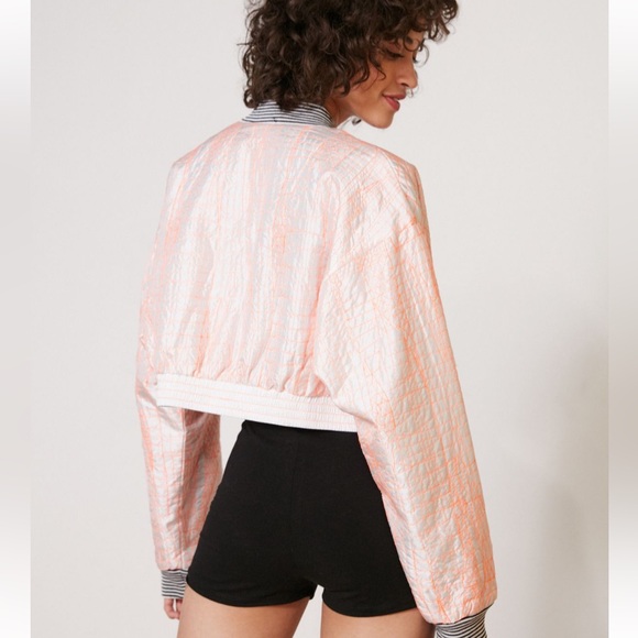 Without Walls Katey Embroidered Parachute Cropped Bomber Jacket - Picture 5 of 11
